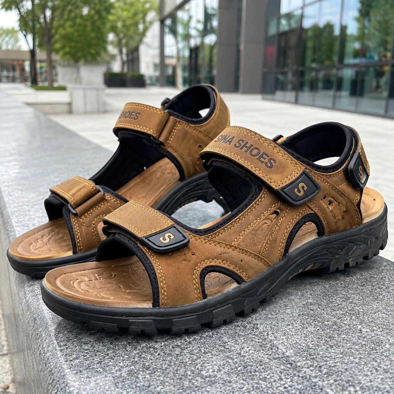 کفش صندل مردانه تابستانی مدل Sina Shoes -عسلی