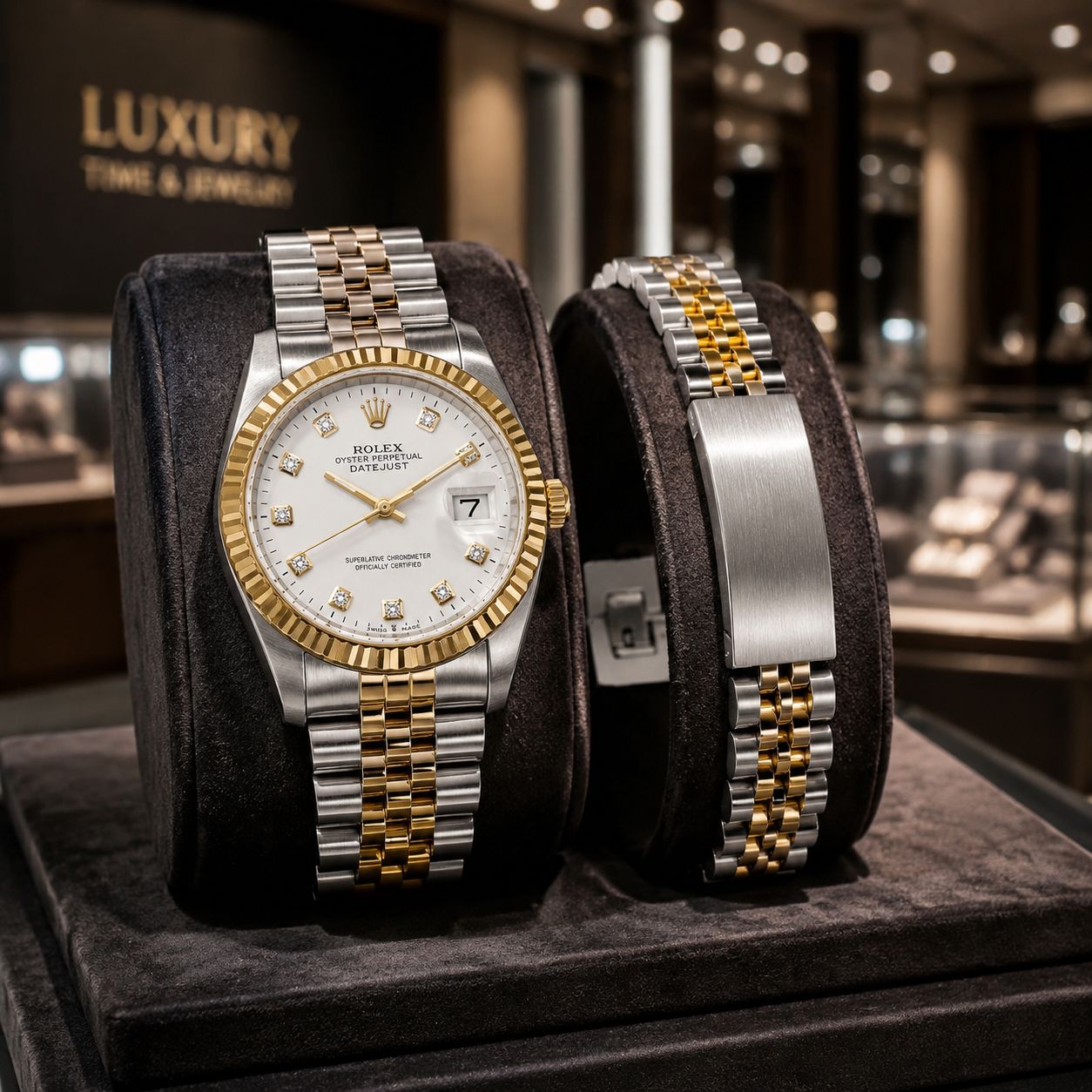 پکیج ساعت رولکس مردانه مدل Date Just-طلایی  دستبند Rolex مدل Date Just
